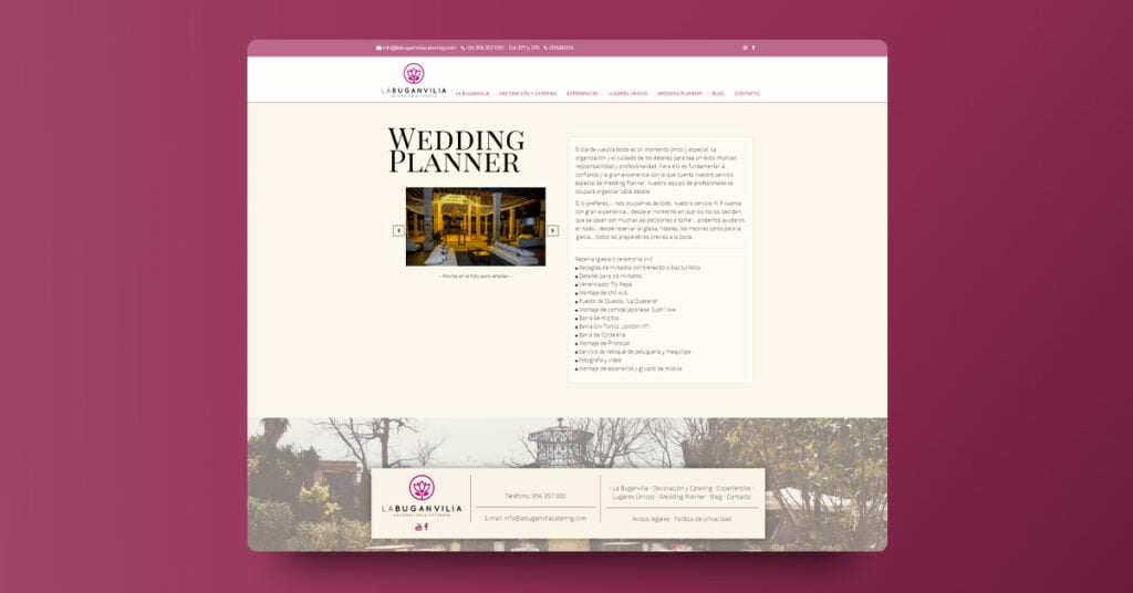 Desarrollo web Caterging La Buganvilia - Creaktiva
