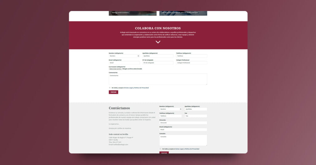Landing Page Artlegis - Creaktiva