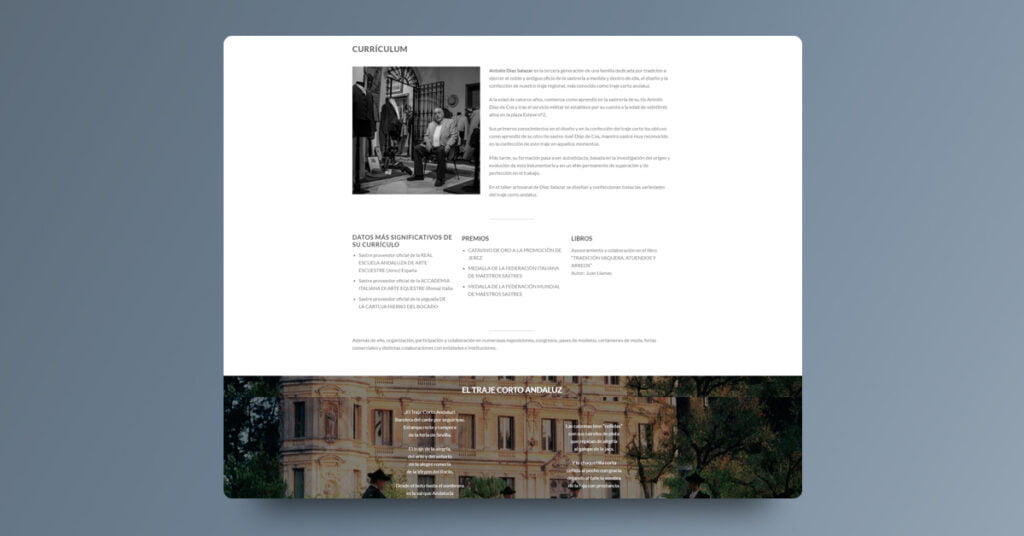 Landing Page para Antolín Diaz Salazar “El Traje Corto” - Creaktiva