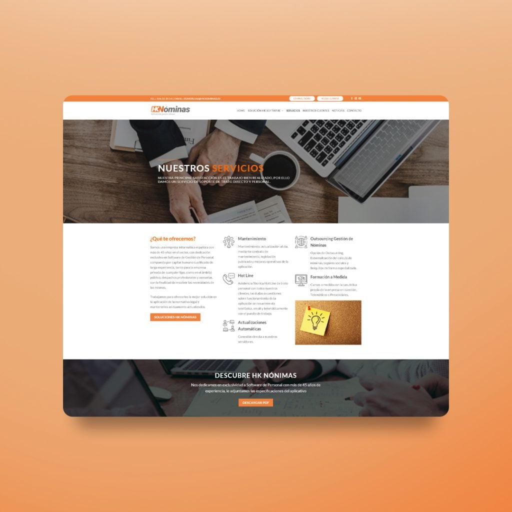 Diseño y programación web corporativa hknminas.es - Creaktiva