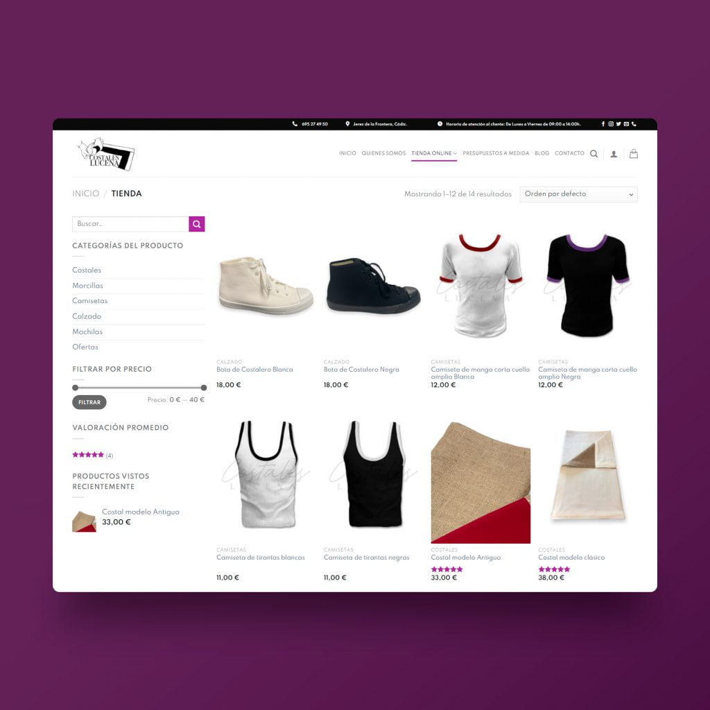 Tienda Online Costales Lucena - Creaktiva