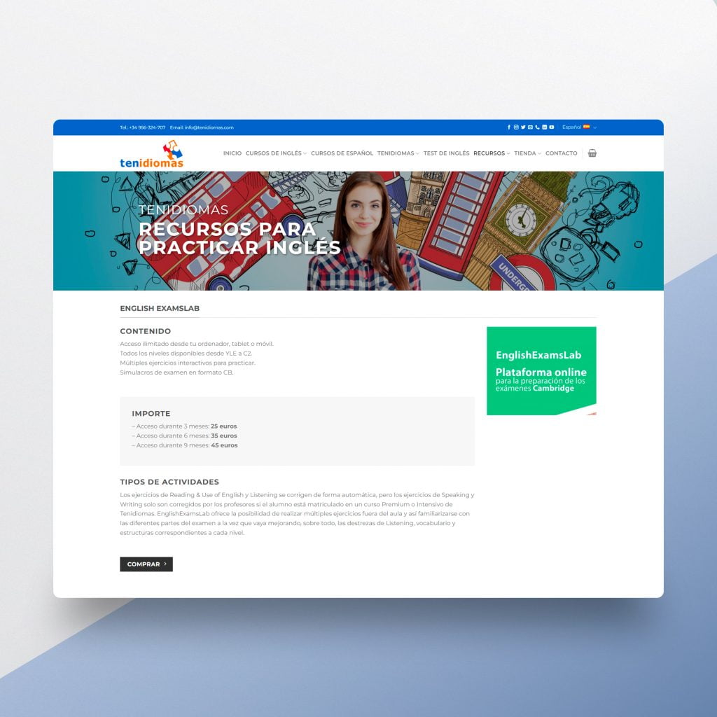 Desarrollo Web y Tienda Online Tenidiomas – Creaktiva