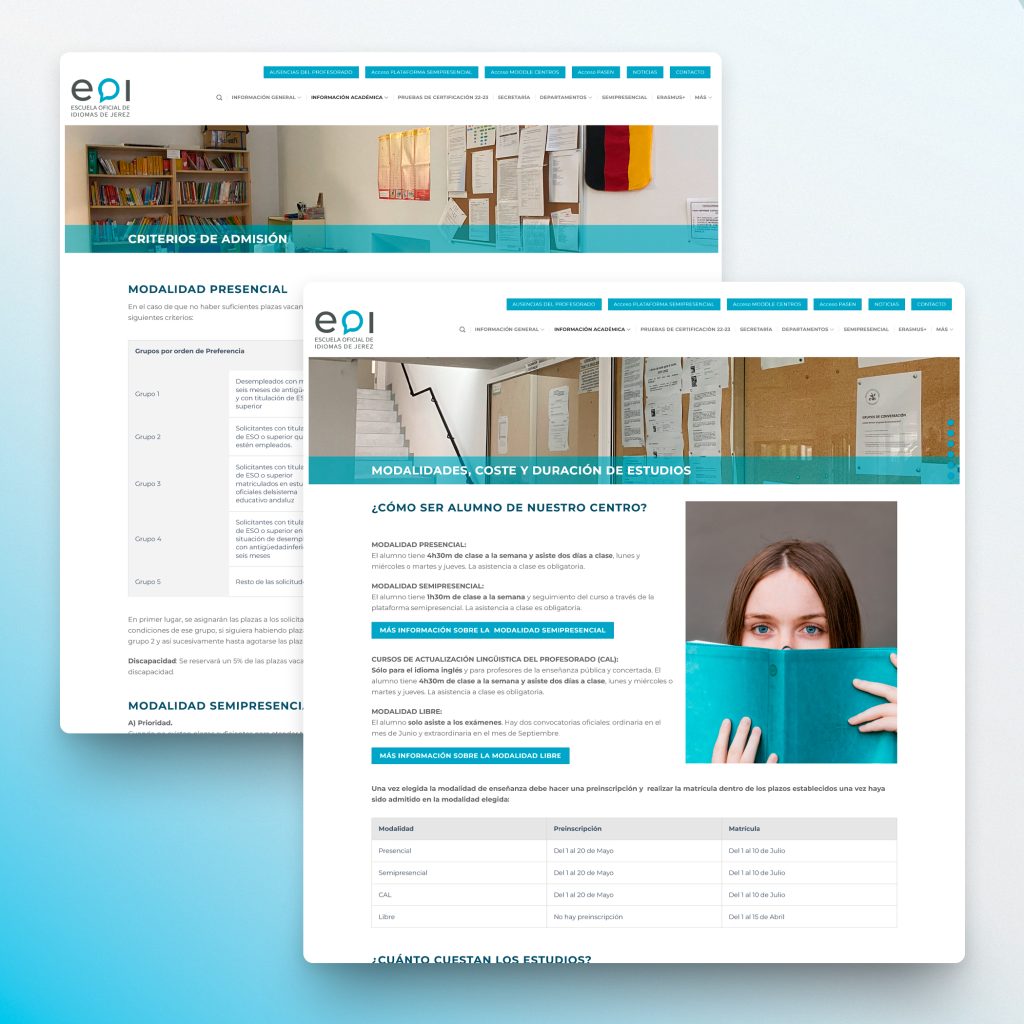 Desarrollo web Escuela Oficial de Idiomas de Jerez - Creaktiva