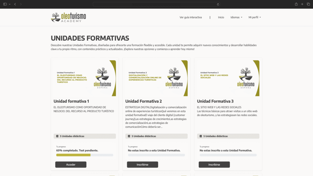 Oleoturismo España y Academy: soluciones digitales Creaktiva