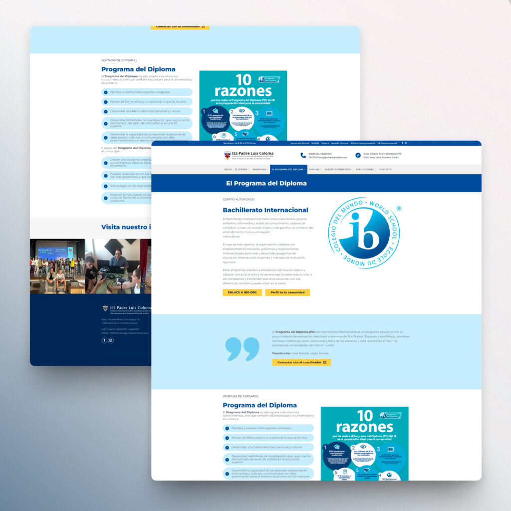 Diseño y desarrollo de sitios web corporativos Cádiz - IES Padre Luis Coloma- Creaktiva
